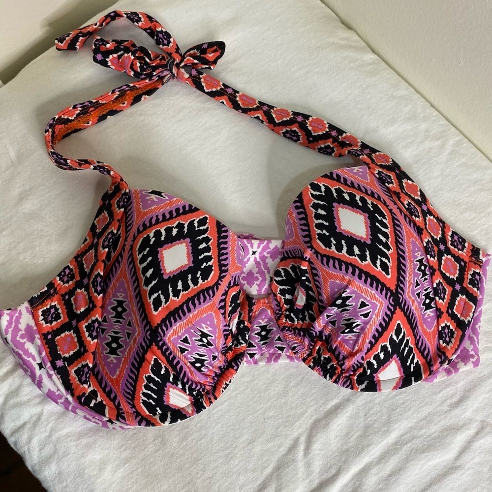 Kenneth Cole boho mixed print bikini top 34D